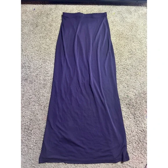 Vintage 90s Express World Brand Purple Maxi Skirt XS High Waisted Back Slit Plum - Picture 2 of 3